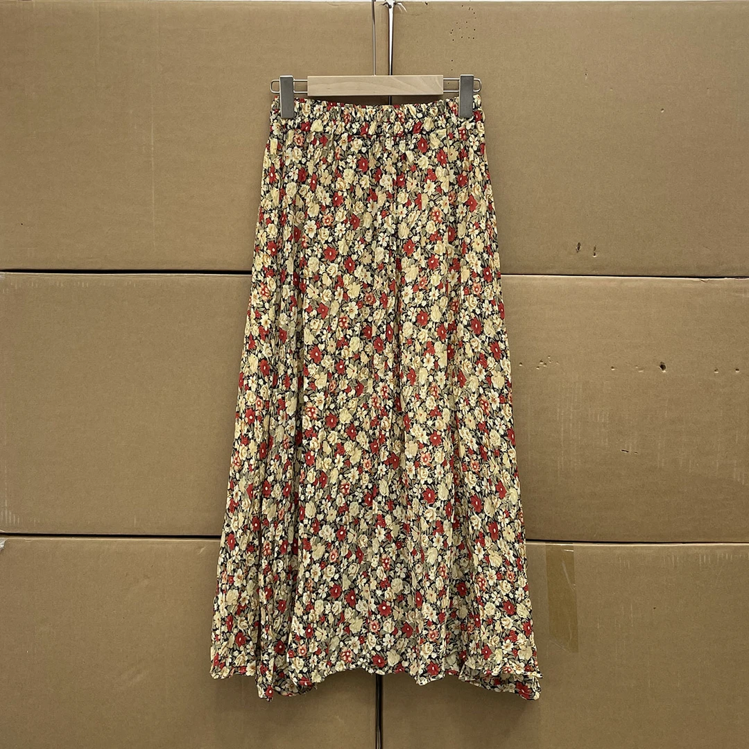 戏班牙单！！夏季新款半身裙子 高腰碎花裙 修身显瘦百褶裙 女士裙