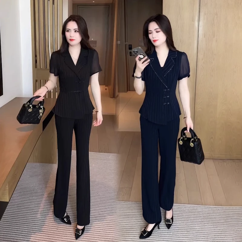 女装时尚套装2025年夏季新款遮肉显瘦洋气小个子休闲时髦两件套裤