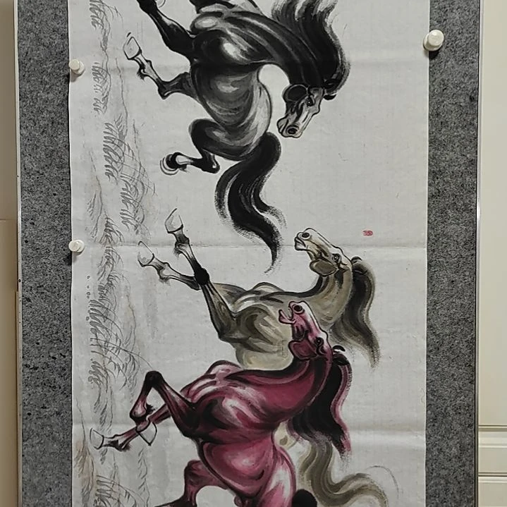 竖款水墨写意骏马图