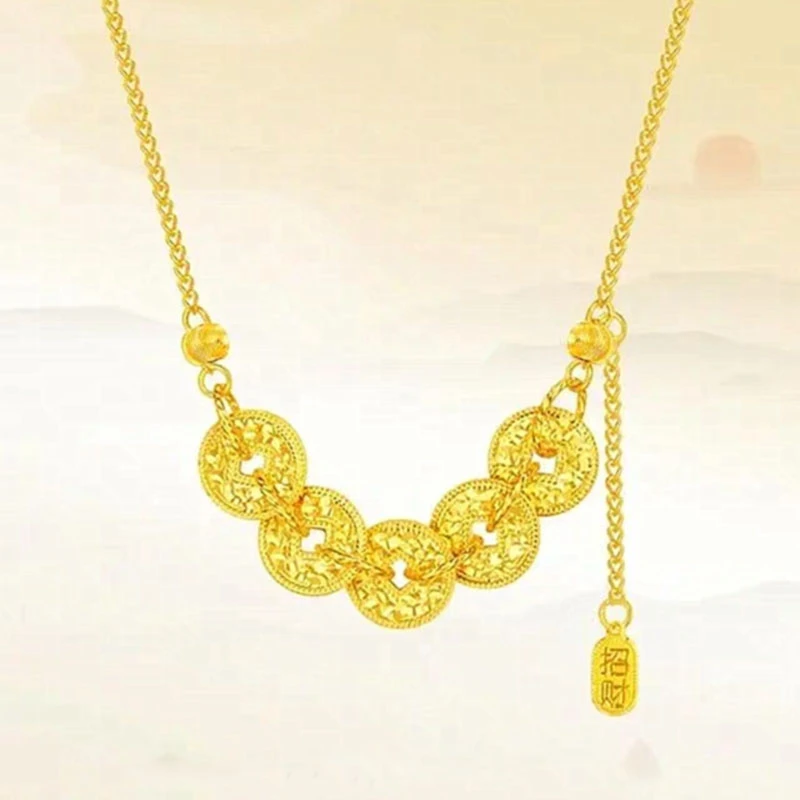 [顺丰配送 明天到家]五帝钱币项链 时尚百搭钛钢材质A父亲节礼物