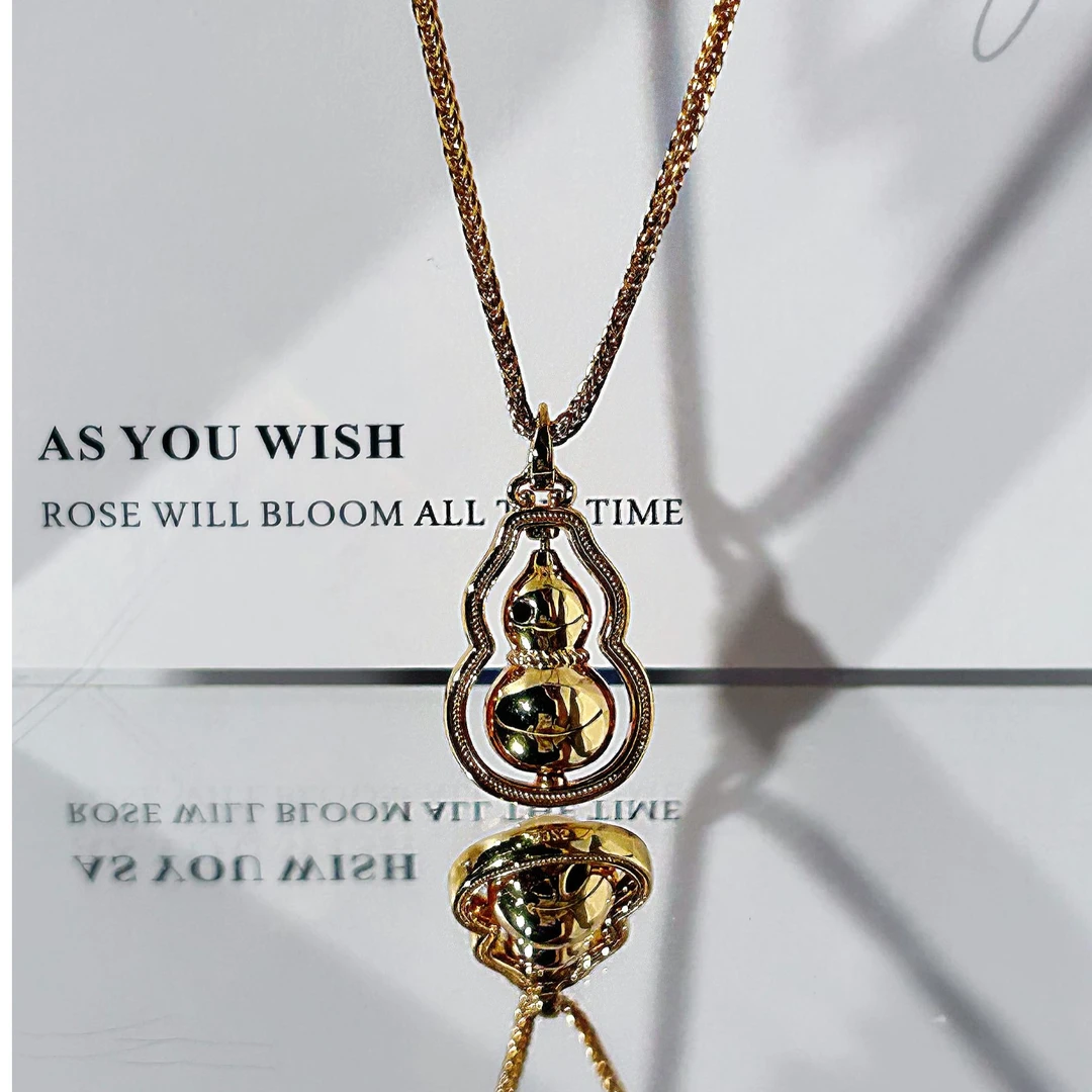 坠链均925银 「丝纹鎏金福运链｜灵动葫芦｜轻奢百搭颈间美学」