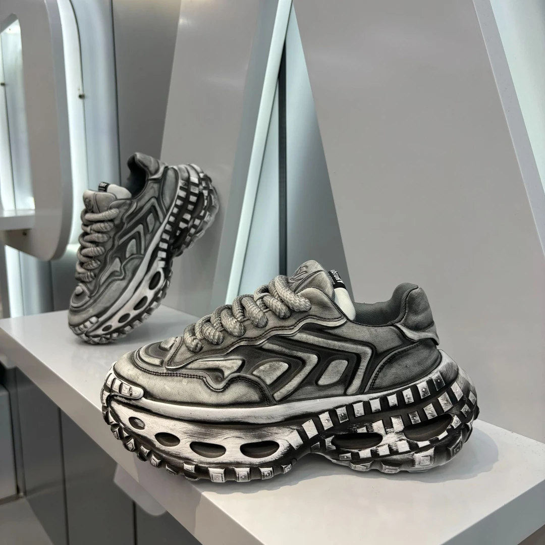 okkdey厚底增高老爹鞋时尚百搭做旧擦色运动鞋舒适轻便休闲鞋