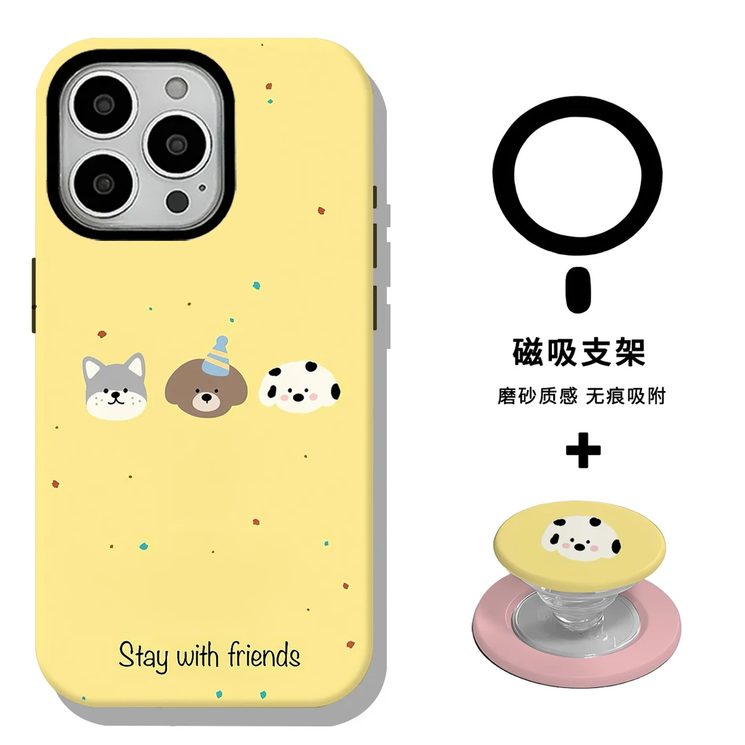 简约狗狗磁吸二合一磨砂适用苹果16promax手机壳华为荣耀80三星