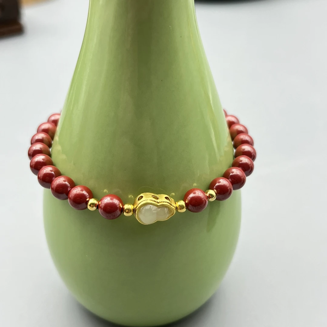 含辰砂工艺品DW549 帝王色单圈设计款葫芦手串6mm