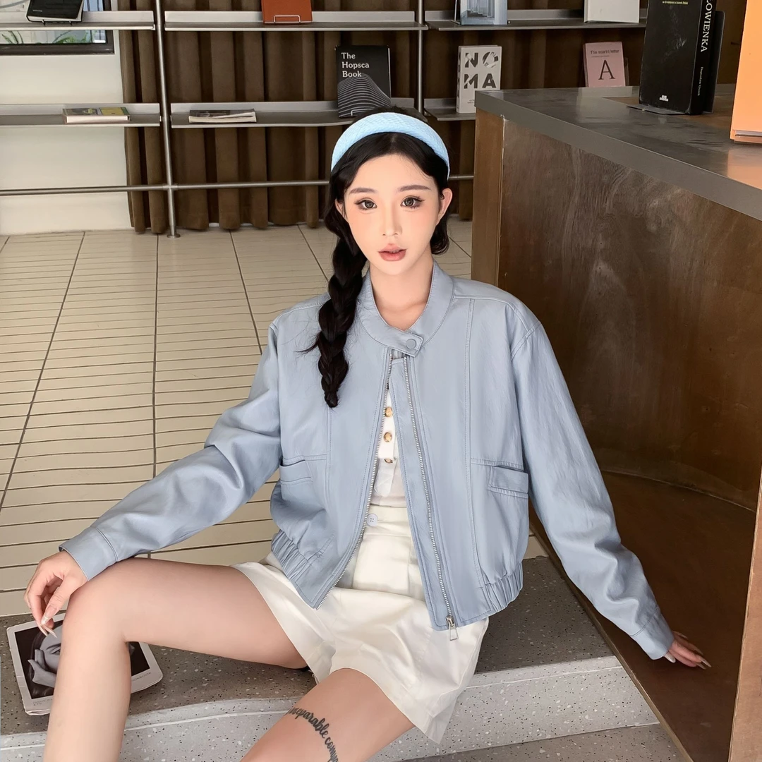 春季新款长袖女薄款立领短外套女装上衣春秋宽松显瘦韩版网红