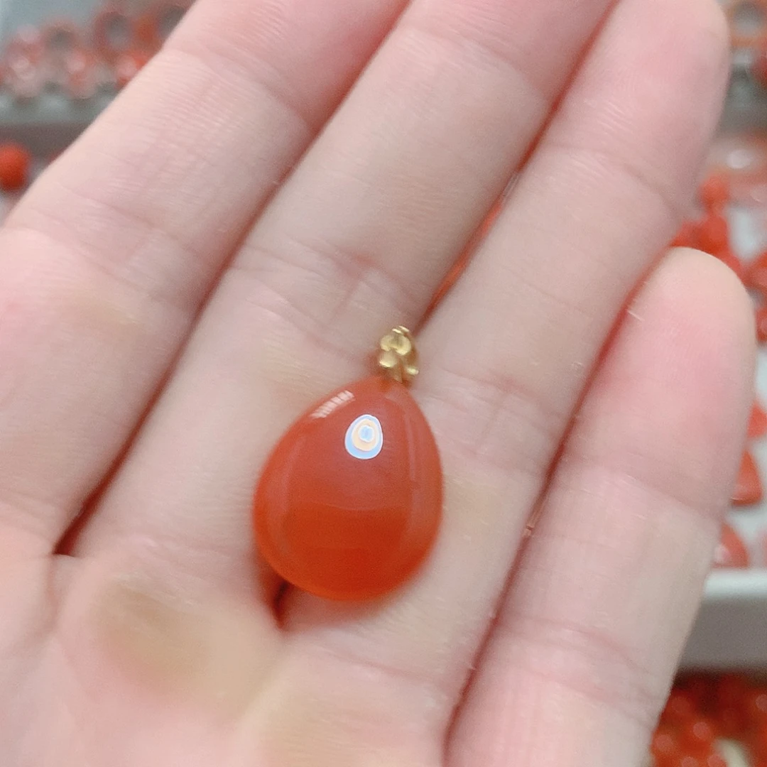 南红玛瑙银S925镶嵌吊坠(不含链)