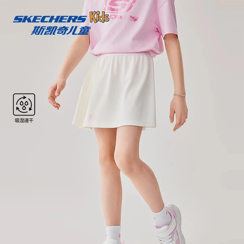 斯凯奇儿童速干裙夏季透气新款运动短裙女童时尚休闲半裙L225G035