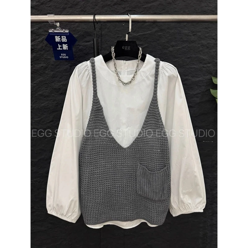 超大码2-300斤欧货高端针织马甲衬衣春秋男女个性潮流休闲两件衣