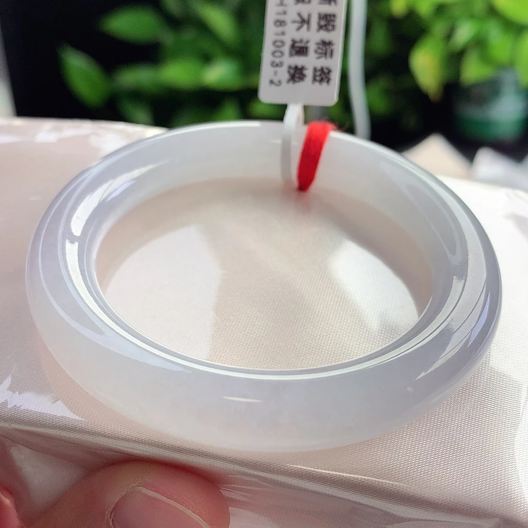 未镶嵌手镯翡翠52-53圈口白冰Q弹果冻底0毛孔0颗粒19号