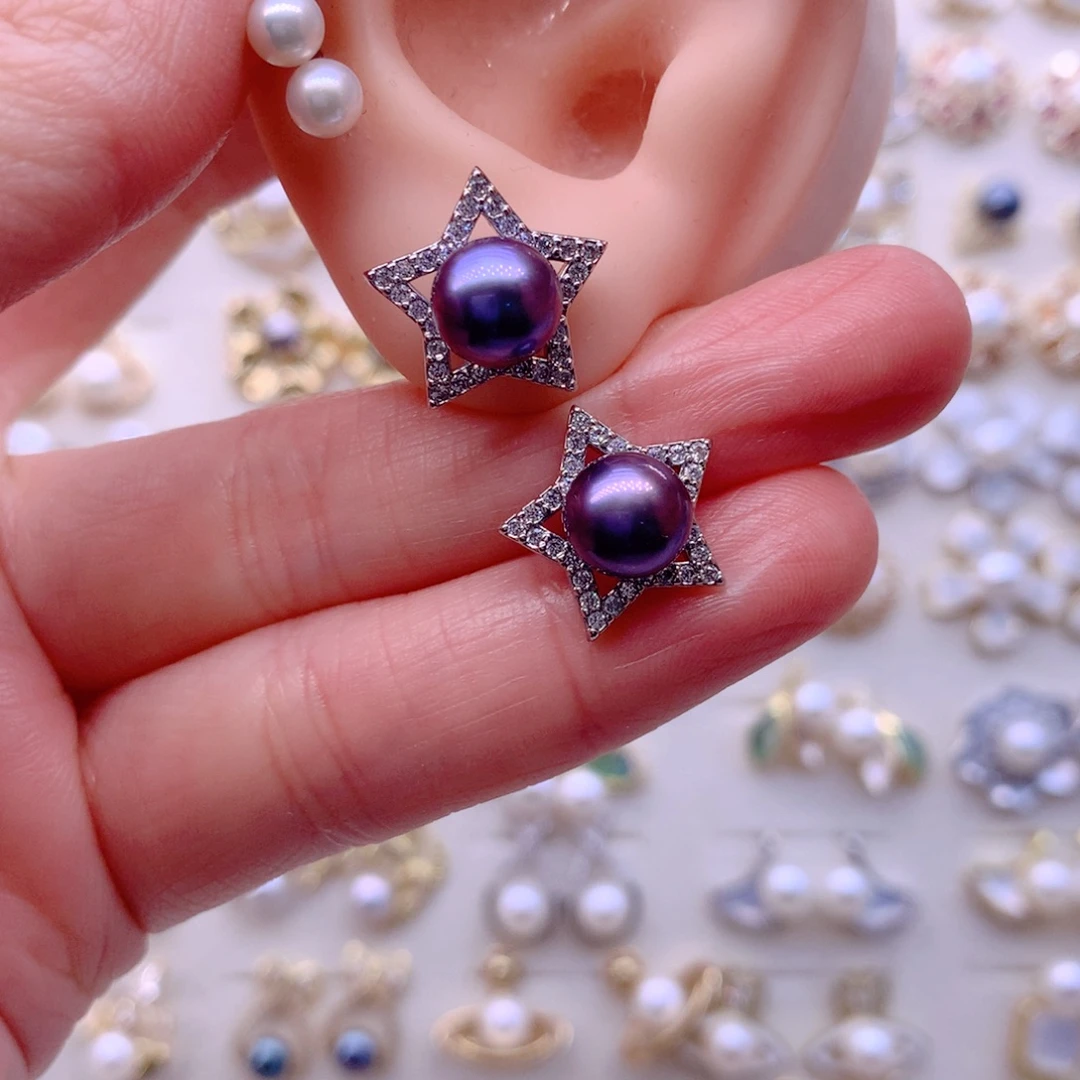 淡水珍珠耳饰合金