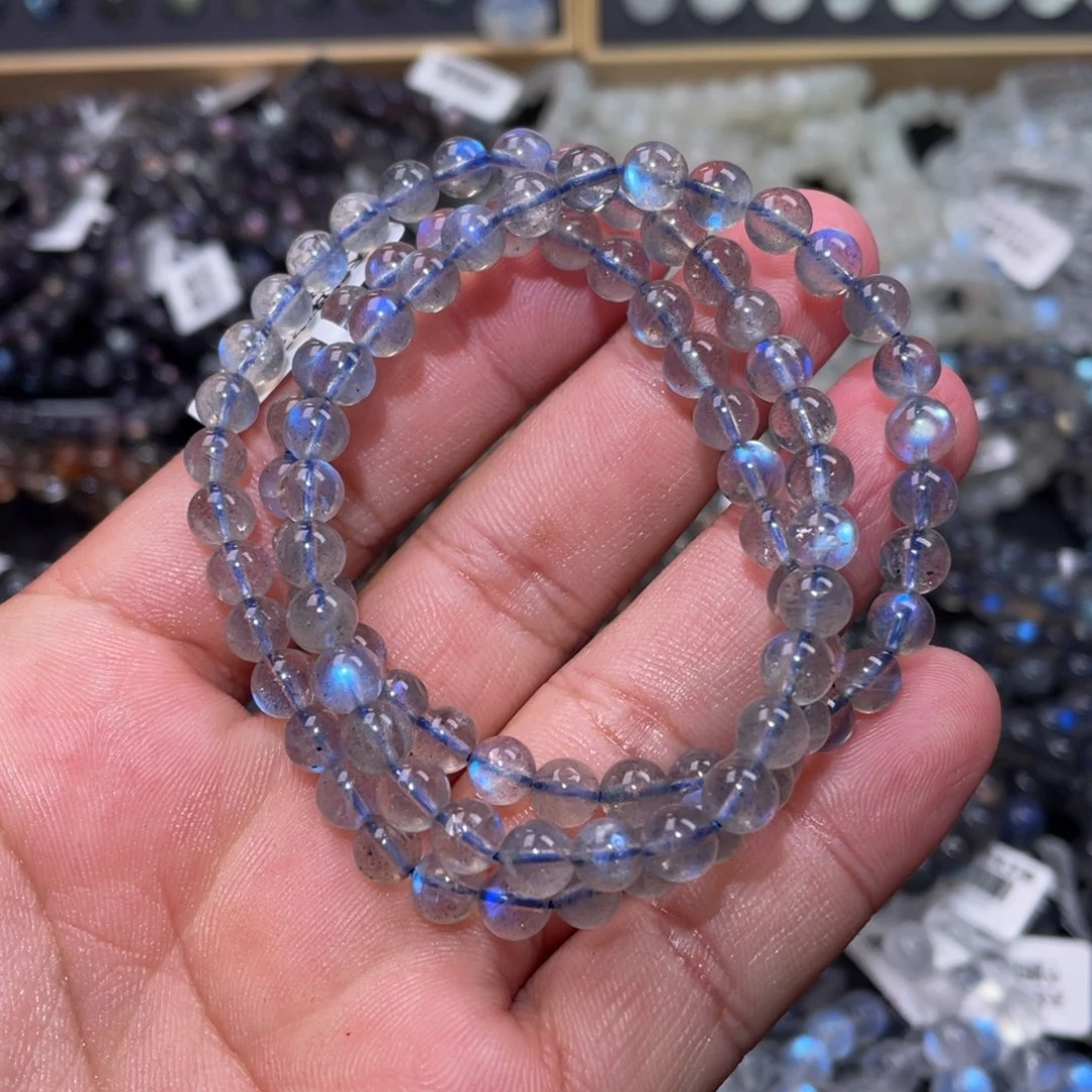 拉长石手链未镶嵌捡漏款拉长石多圈手链6m