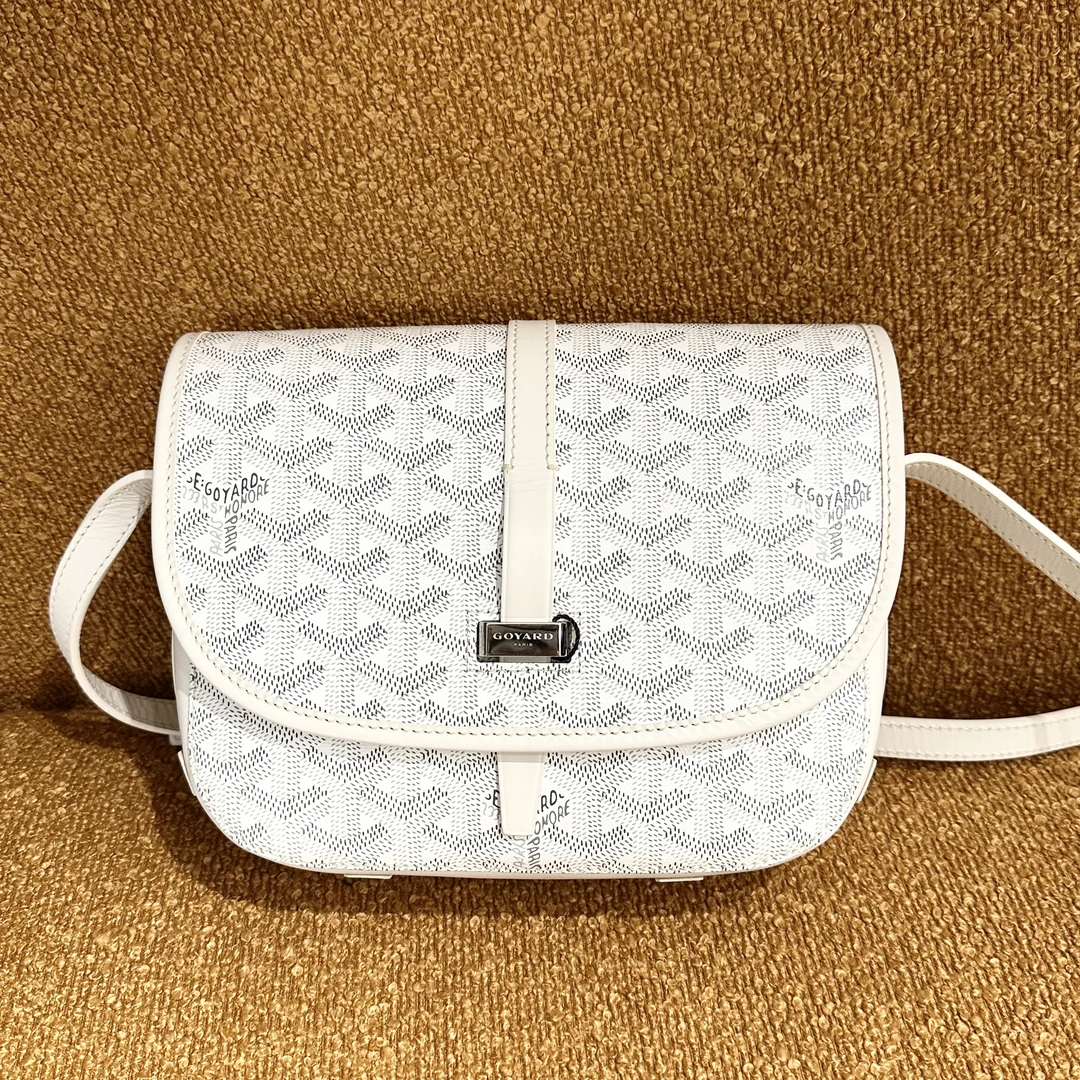 99新 Goyard Goyard戈雅白色邮差包单肩包