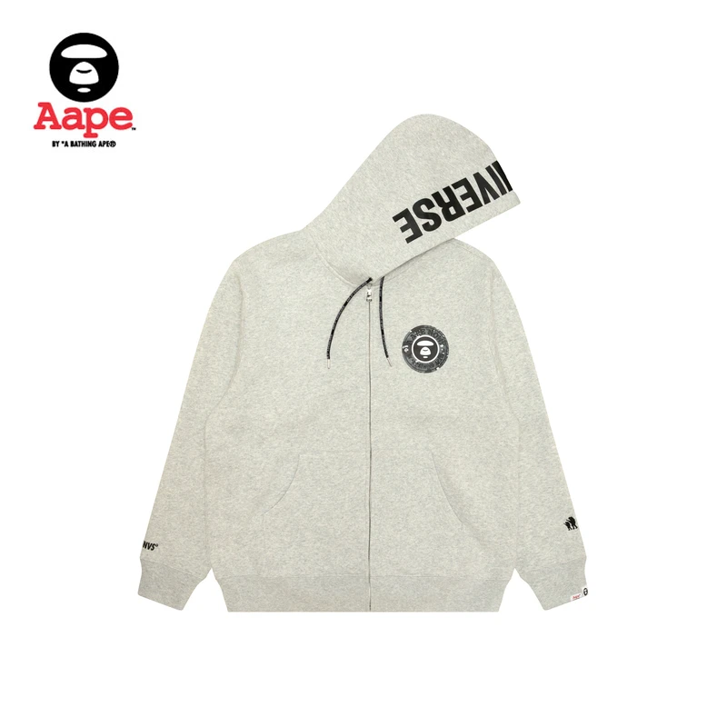 Aape旗舰店男装24秋冬猿人圆章字母印花休闲连帽卫衣外套B345XCN