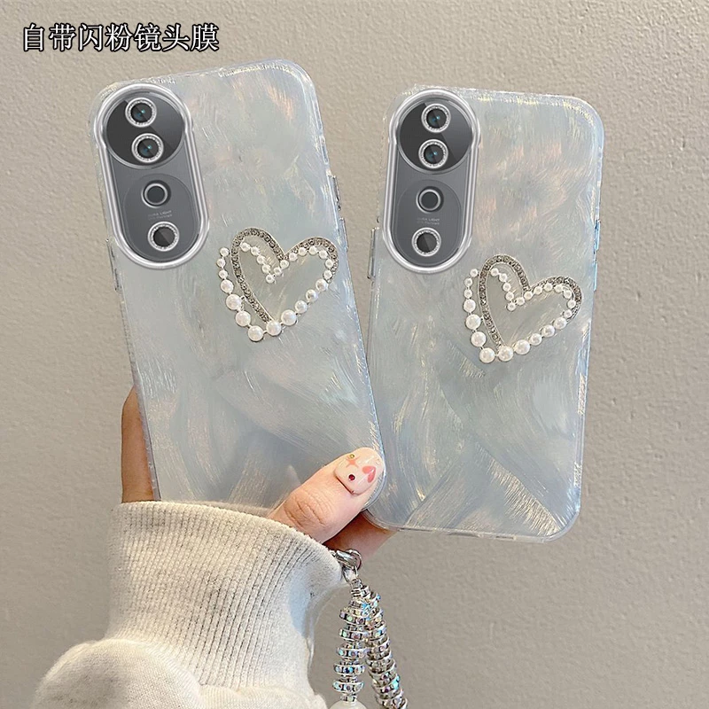 带镜头膜VIVOS19手机壳羽纱珍珠爱心V2364A全包s19pro水钻简约