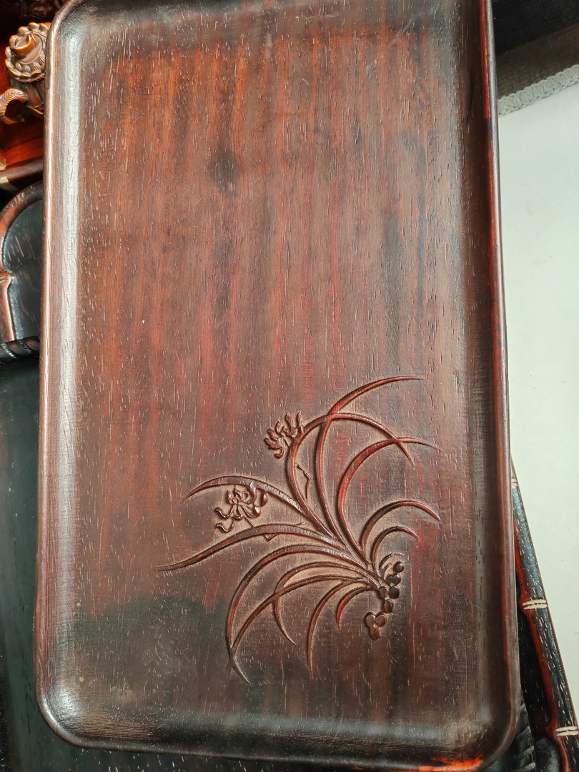 紫檀木雕刻茶盘茶盘