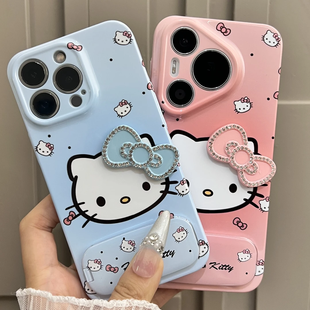 渐变kt猫蓝粉晕染适用iphone16菲林硬手机壳华为荣耀vivo小米oppo