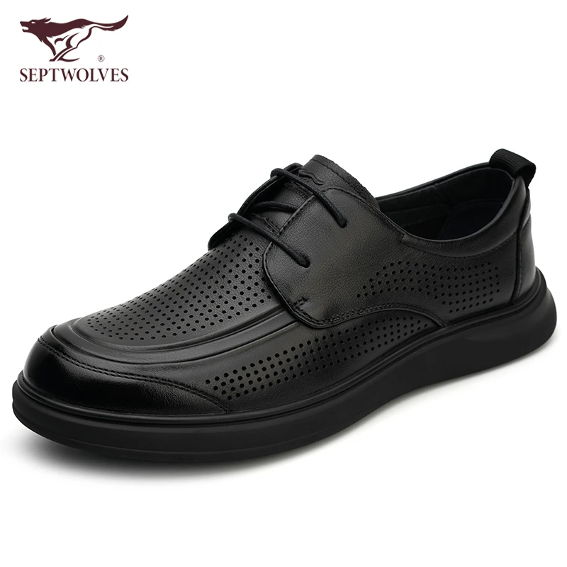 七匹狼男鞋2025夏季新款真皮镂空皮鞋男头层牛皮透气洞洞皮凉鞋子