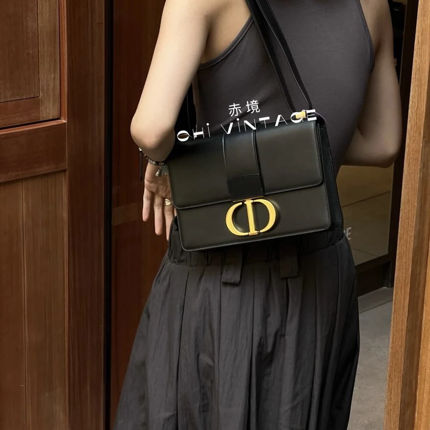 99新 DIOR/迪奥 2556 黑金蒙田30斜挎包
