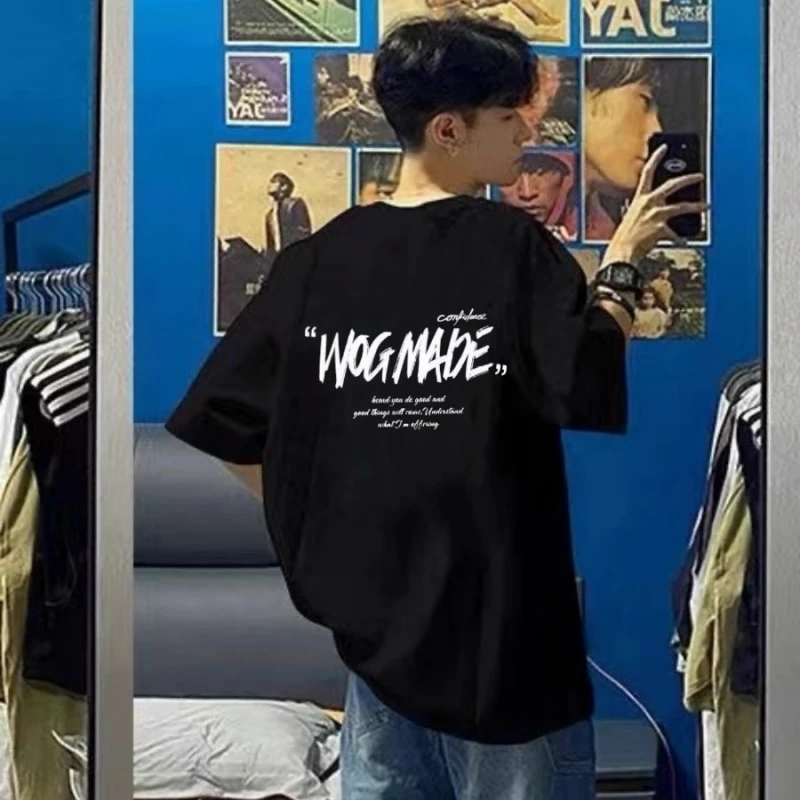 特大码300斤美式oversize高街纯棉短袖t恤男装宽松高级感痞帅上衣