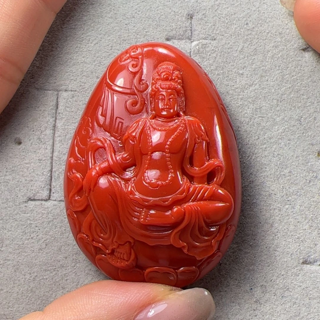 南红玛瑙雕刻观音吊坠未镶嵌