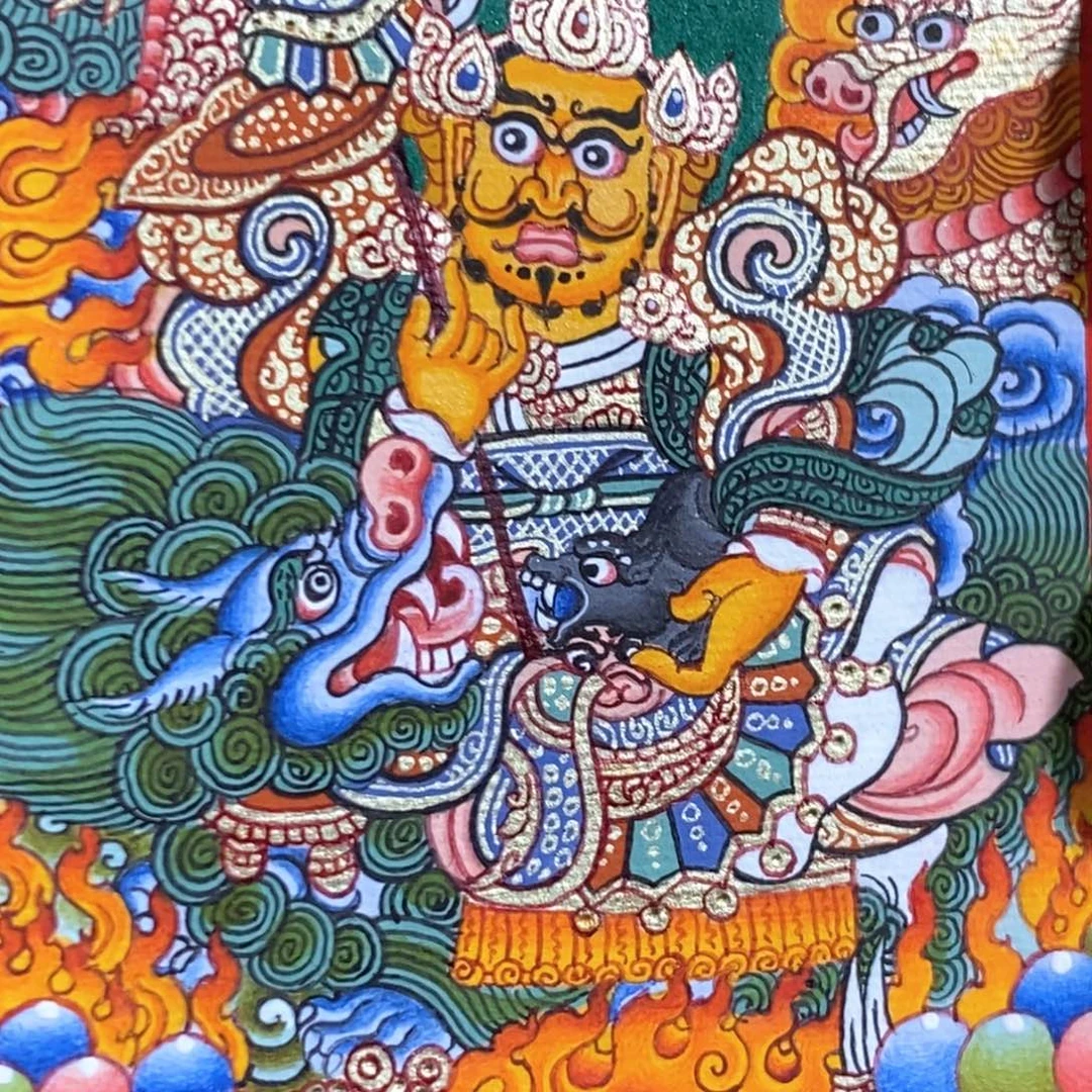 吊坠《财宝天》热贡纯手绘，真金真矿绘制，假一罚四