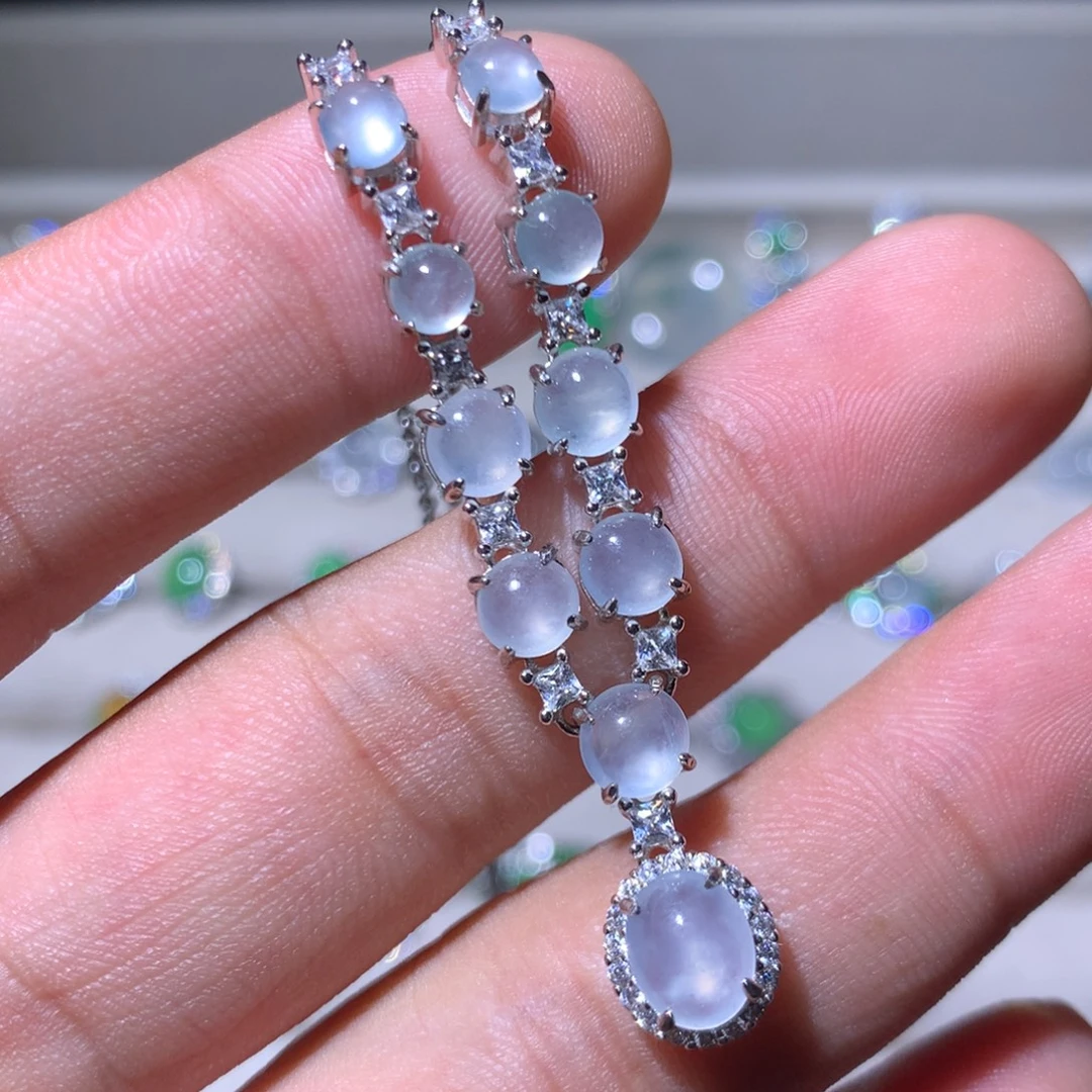 翡翠银S925镶嵌耳饰50