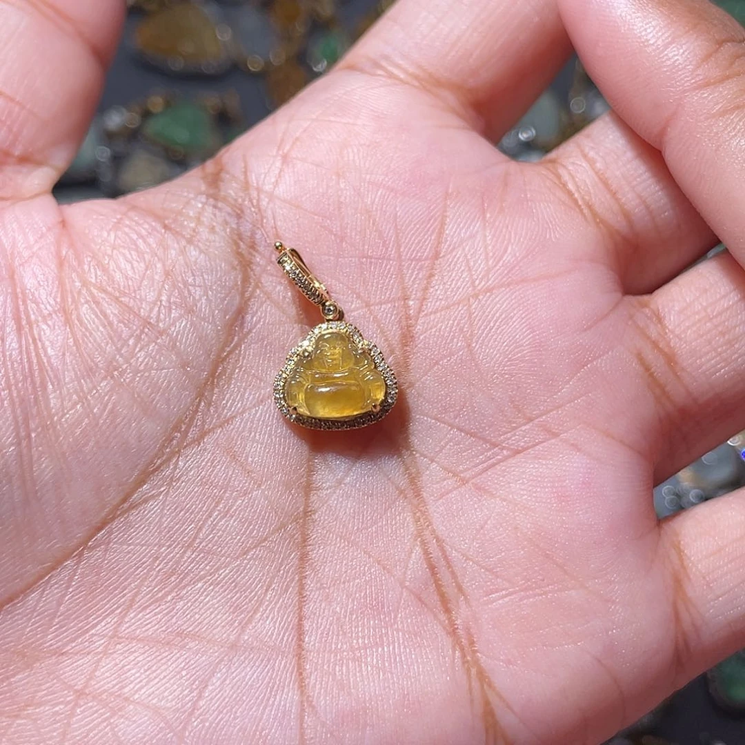 吊坠(不含链)18K金镶嵌翡翠