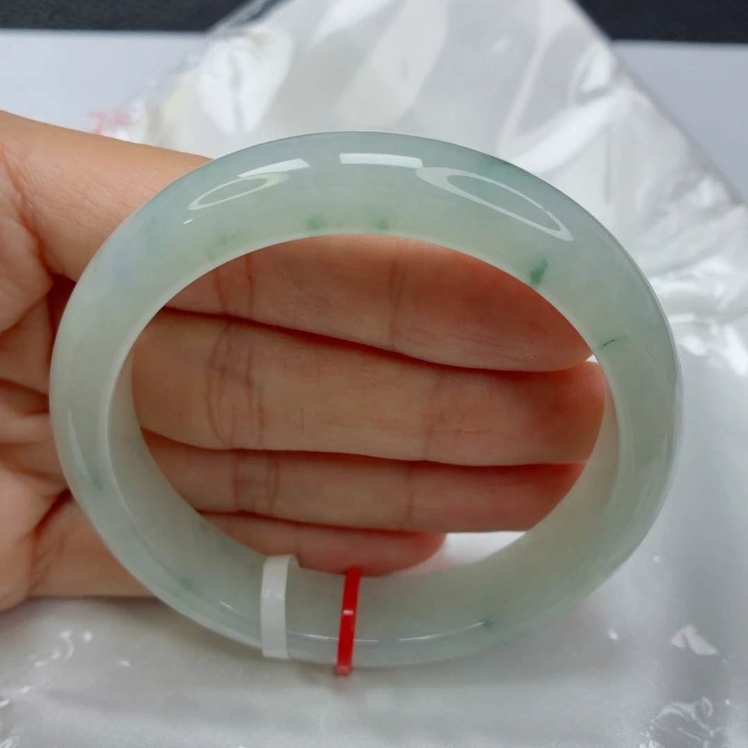 未镶嵌手镯翡翠老坑56圈淡紫底蕴飘绿花007