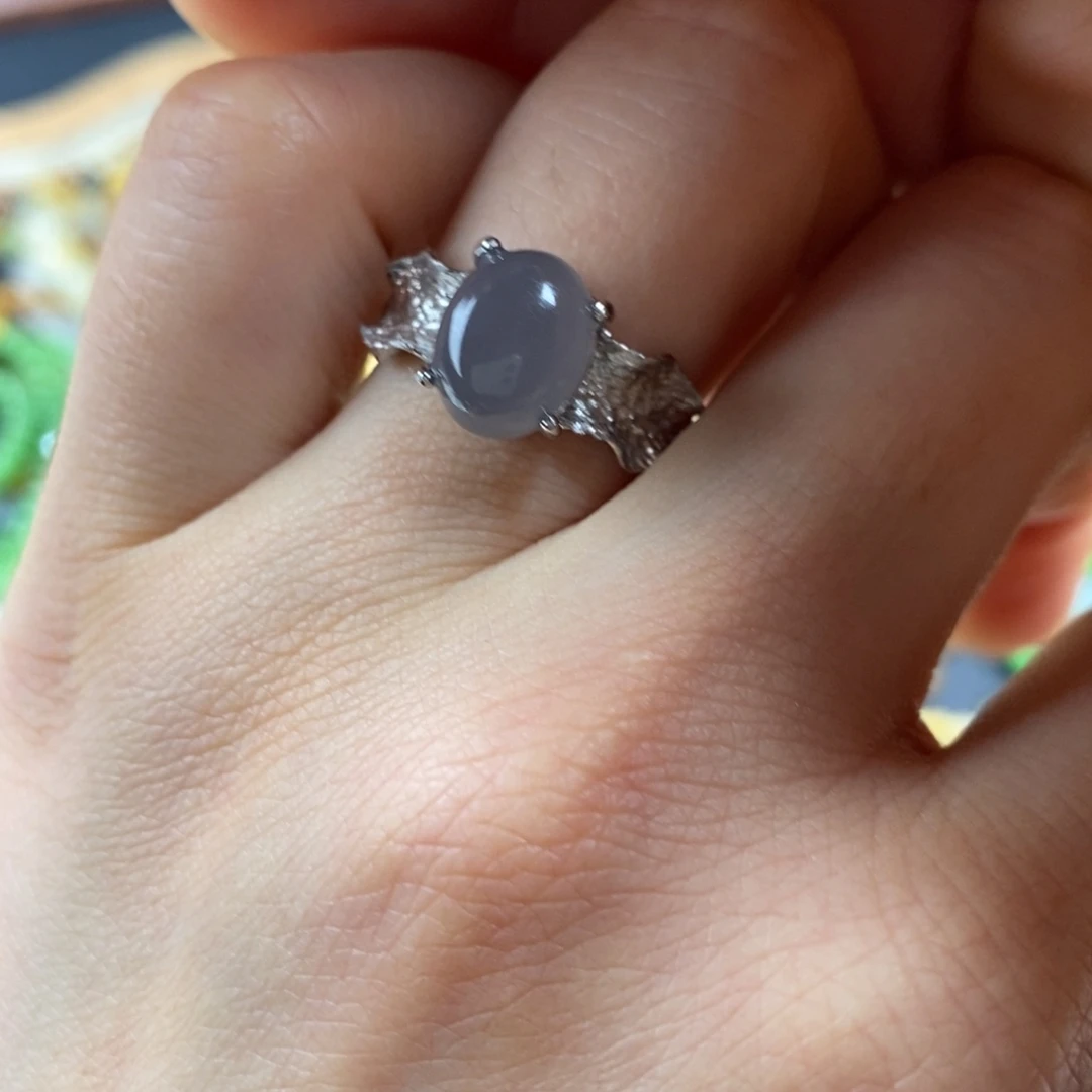 d***x和田玉银S925镶嵌戒指葡萄紫戒指