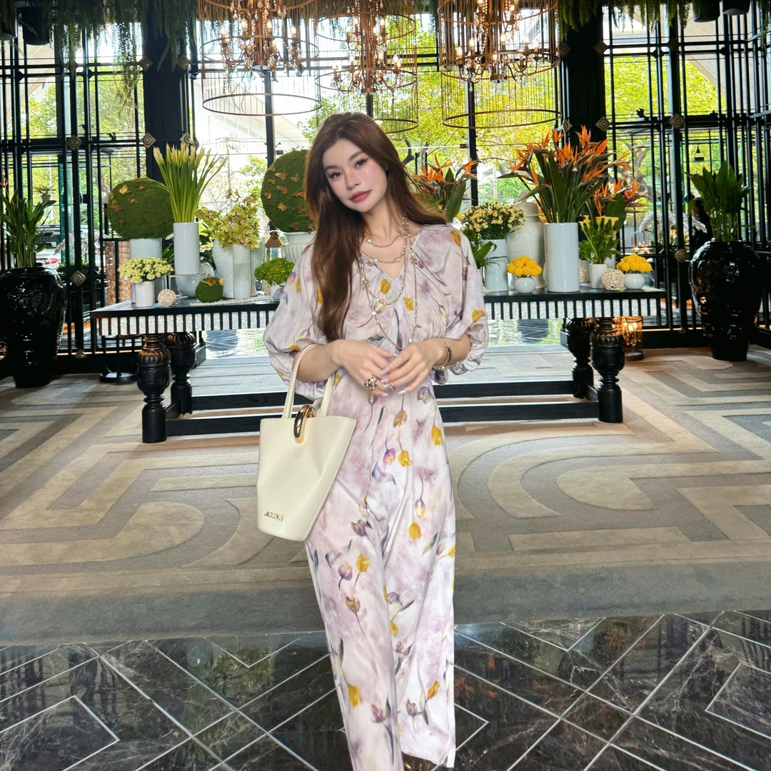 郭甜心【浪漫郁金香】25早春新款小众设计感温柔百搭连衣裙A-12017