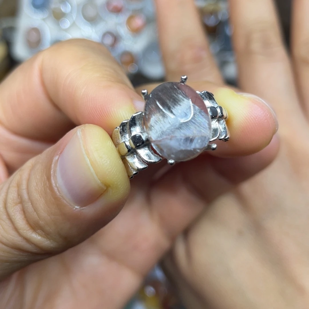 【闪购商品】银S925镶嵌珠宝半成品水晶戒指