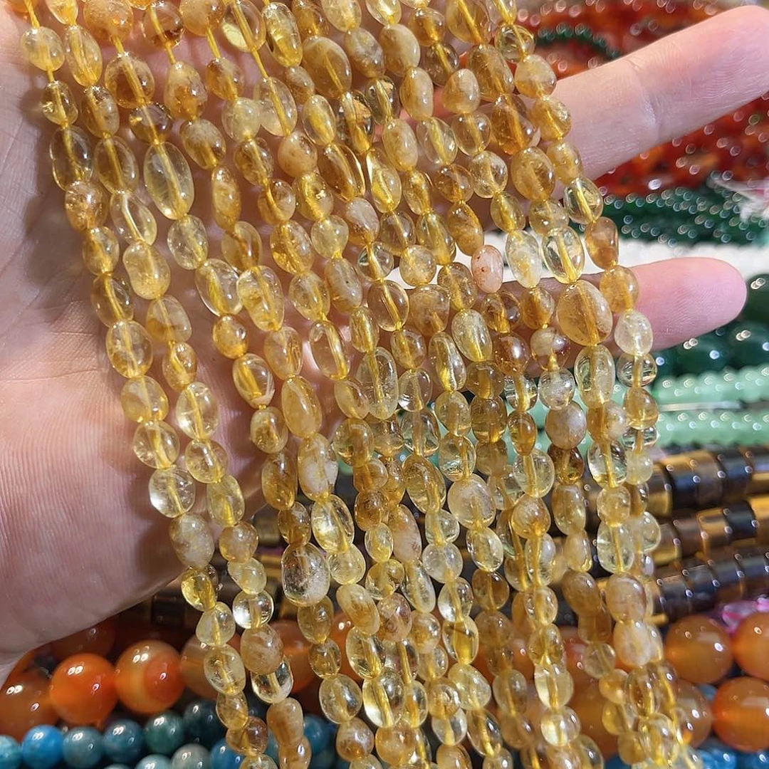 合金玛瑙/玉髓珠宝半成品黄塔晶土豆一条