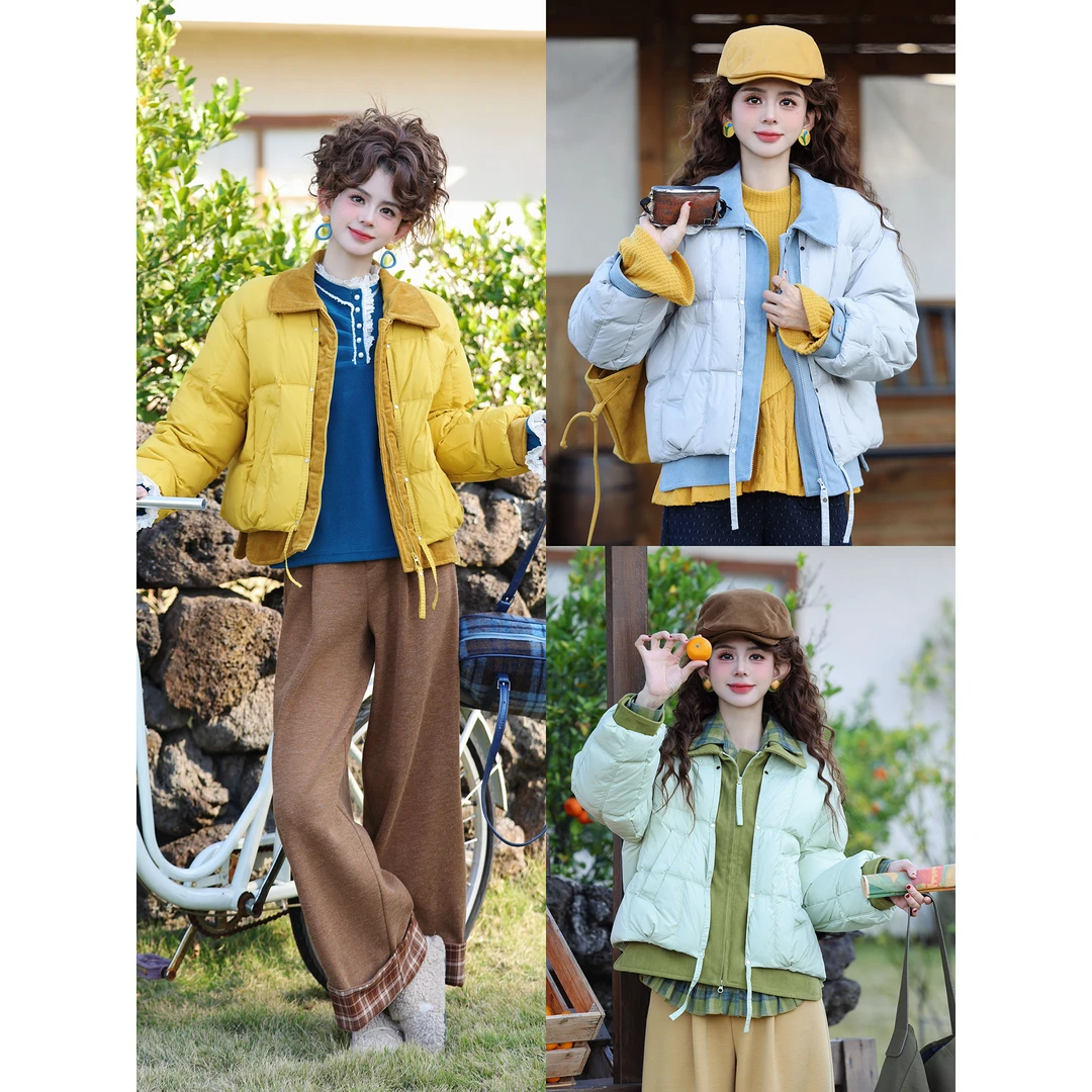 陈大器【山谷回信】港风复古假两件秋冬加厚百搭羽绒服JM2477821