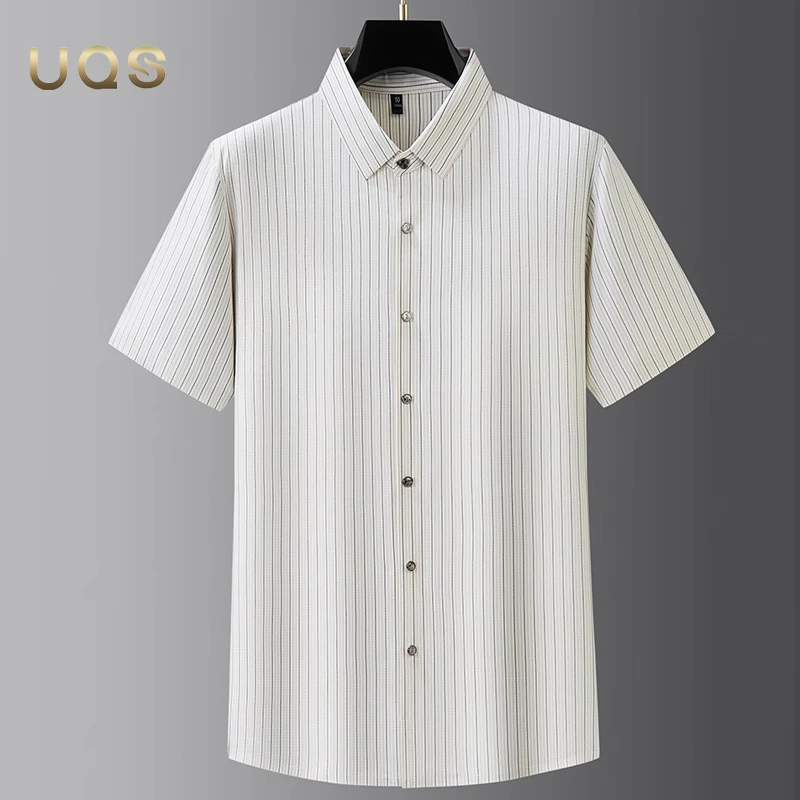 高端抗皱冰丝凉感大码男士衬衫短袖宽松轻薄休闲舒适透气日常百搭