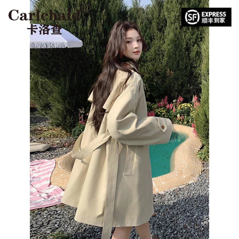 CARLCHALD卡洛查英伦风秋季风衣外套女春秋2025新款韩系小个子中