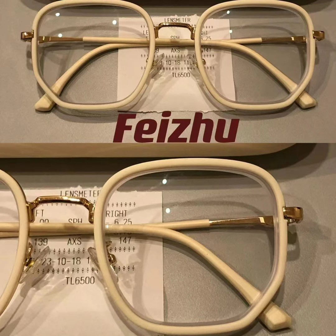 小红书同款大框显瘦学生素颜神器奶白色可配近视有度数眼镜男女