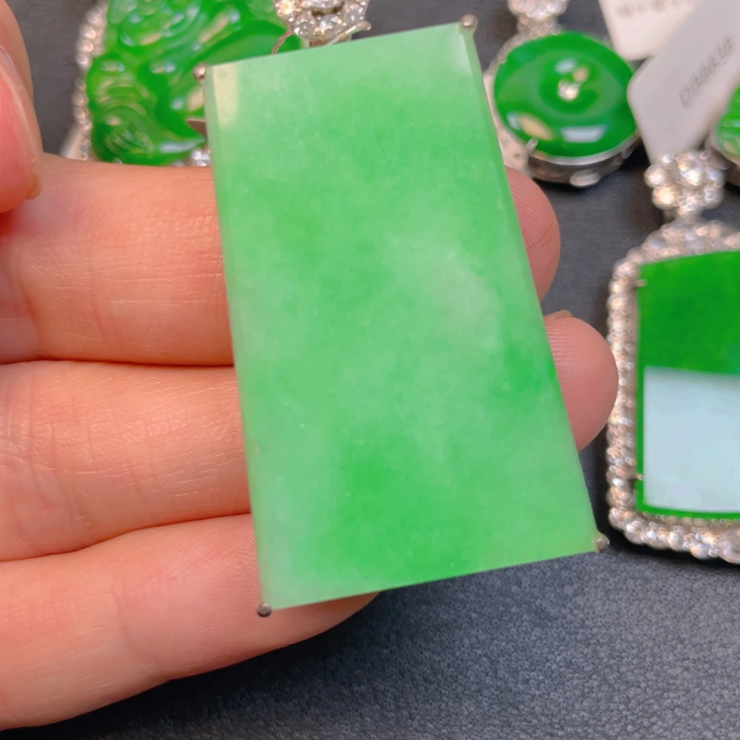 翡翠银S925镶嵌吊坠(不含链)