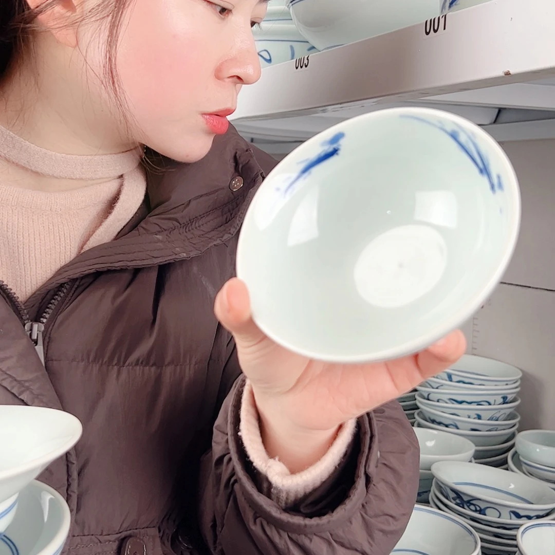 碗山***生手绘鱼5寸高足碗