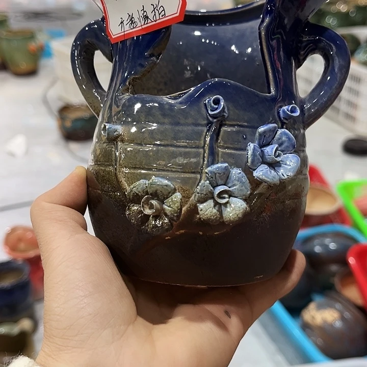 瓷片花盆多肉植物艺术品