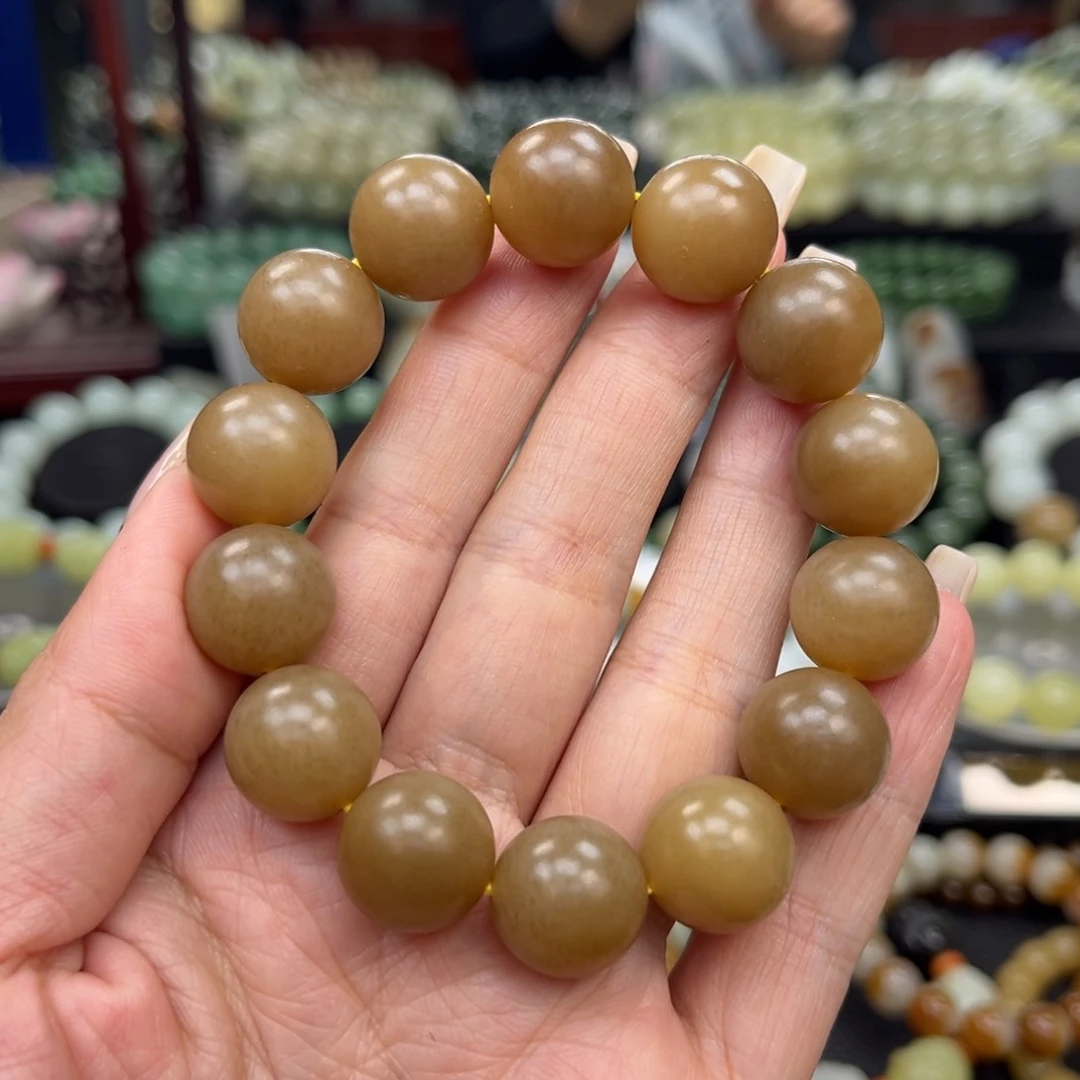 和田玉手串未镶嵌和田玉新疆且末糖卡15