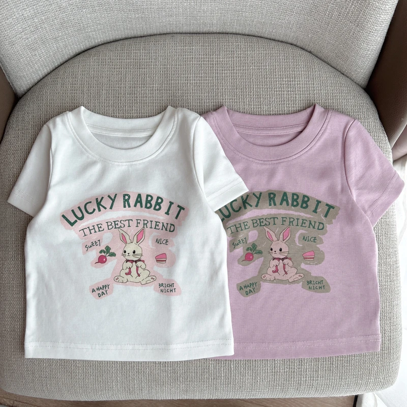 【小兔子亲子T恤 小洛妈咪】婴儿装男女童T恤休闲宝宝短袖T恤E23