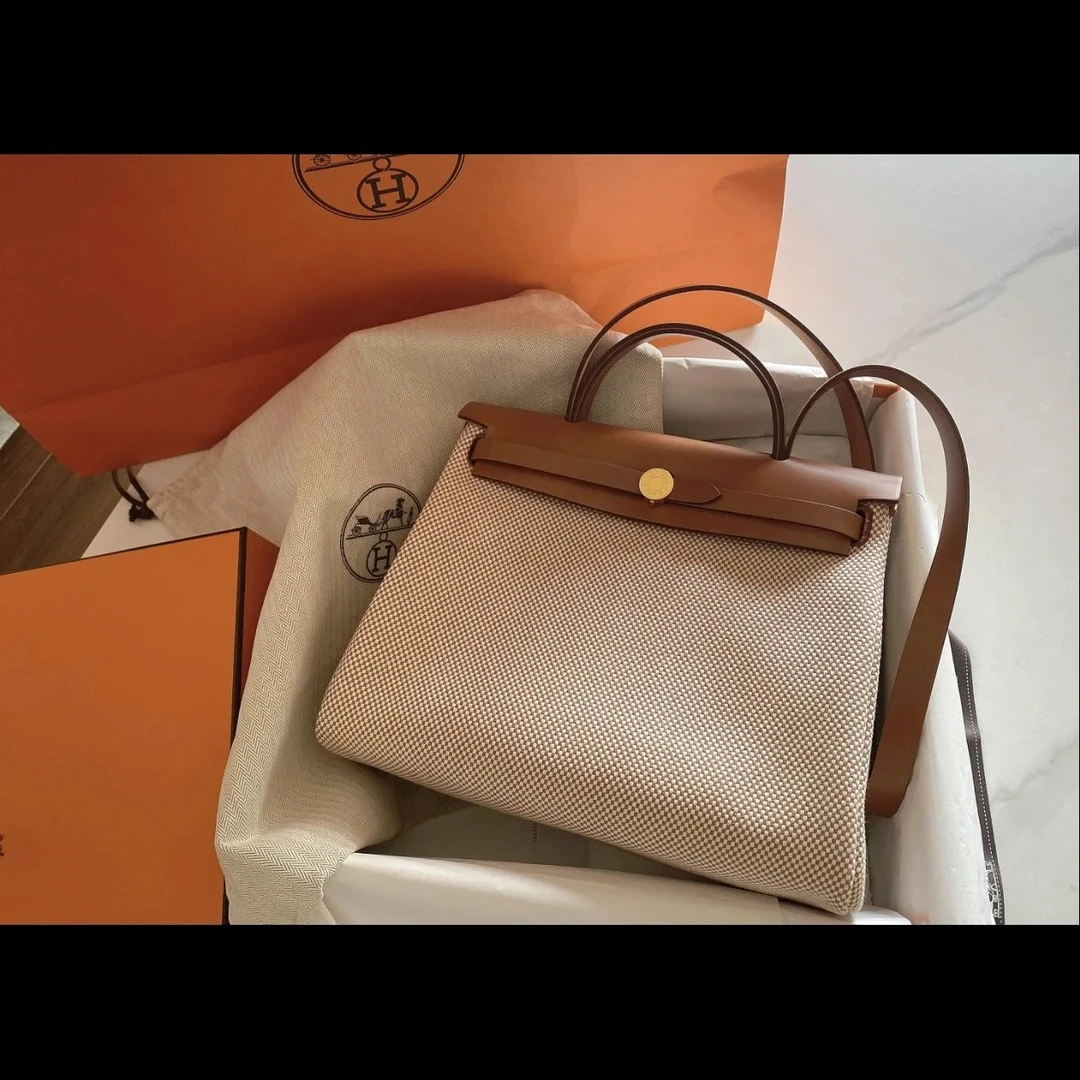 99新 Hermes/爱马仕 爱马仕棕拼白herbag 25090104-02