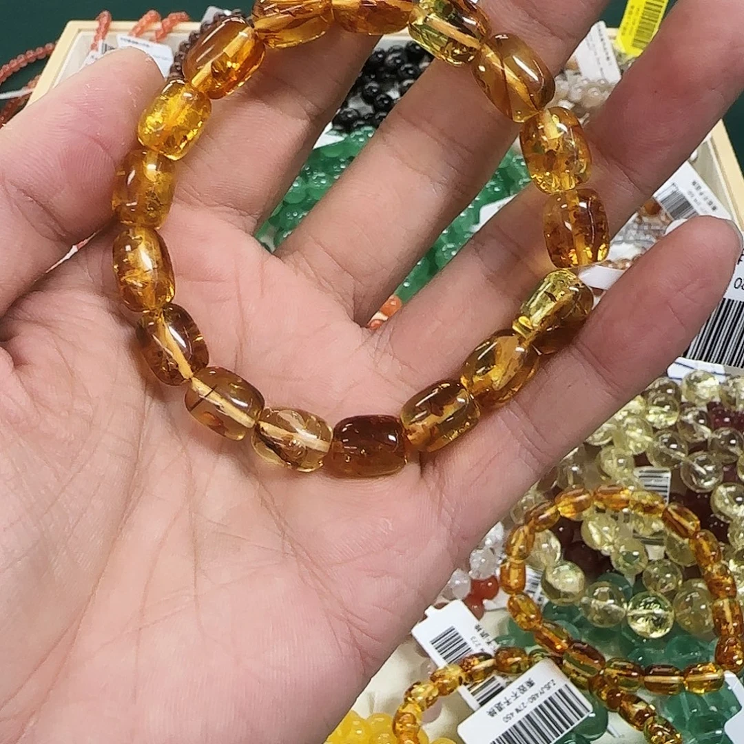 琥珀未镶嵌手链花珀