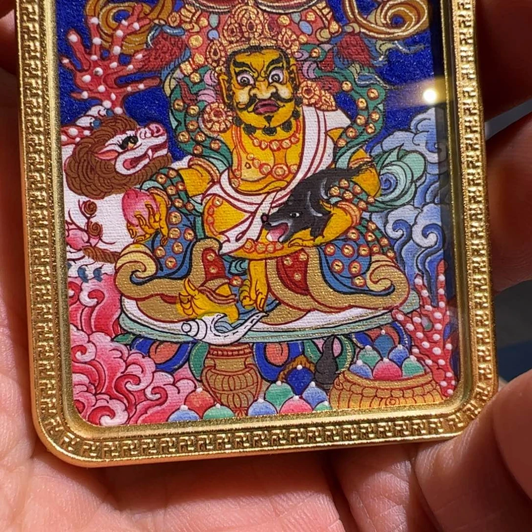 吊坠热贡手绘黄财神唐卡
