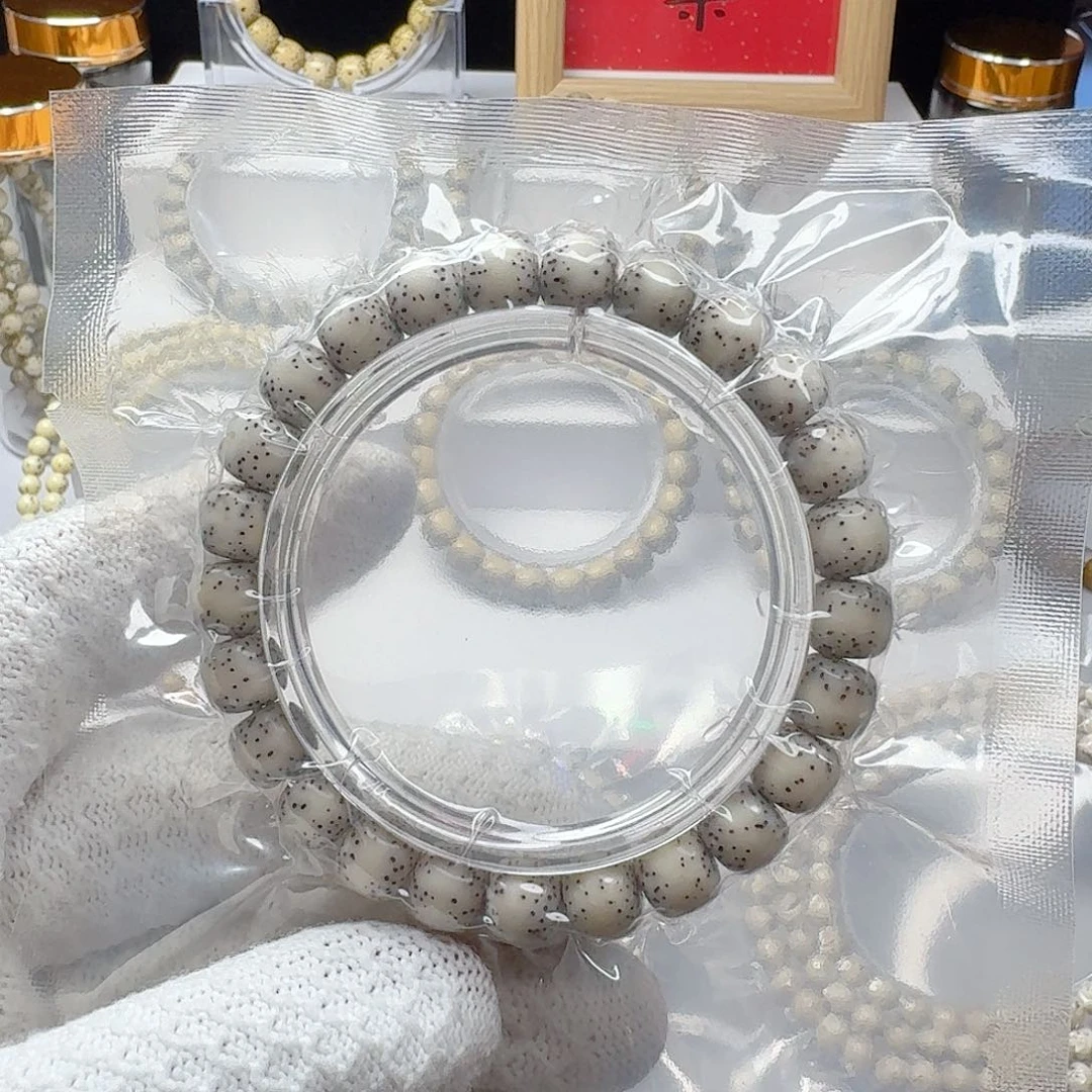 手串星月菩提石玉料骨瓷白9/8通体留白小细星