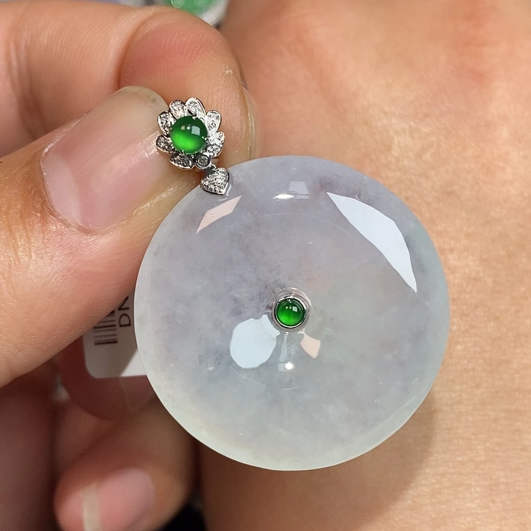 翡翠颈饰18K金镶嵌平安