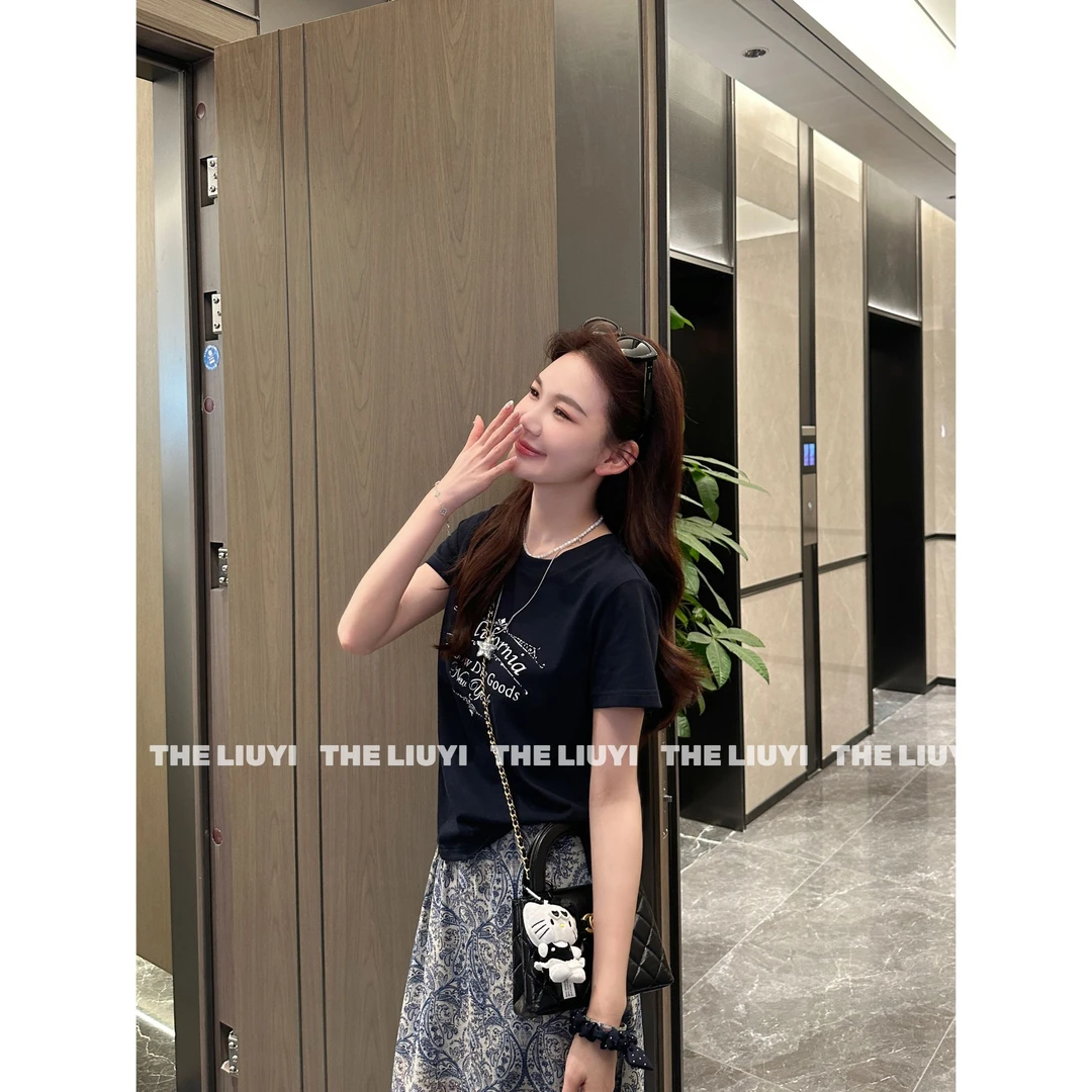 【LIUYI】夏季正肩显瘦字母短袖T恤55285