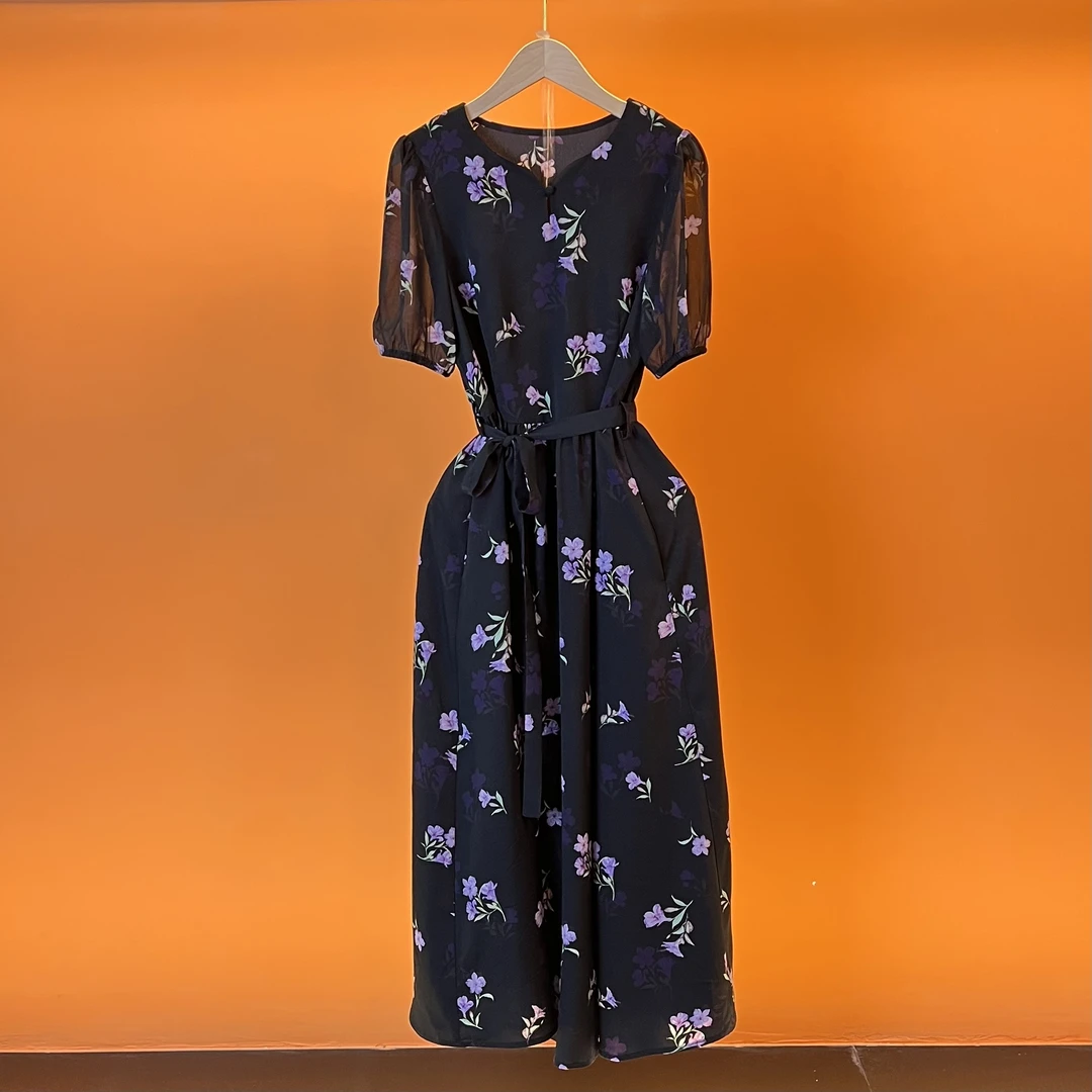 【老杨专属】2025夏季新款法式优雅设计师款收腰显瘦连衣裙-5502-37