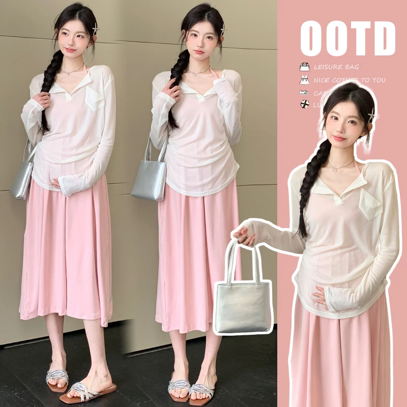 孕妇装2025春夏新款休闲时尚韩版外穿减龄显瘦百搭孕妇吊带裙套装