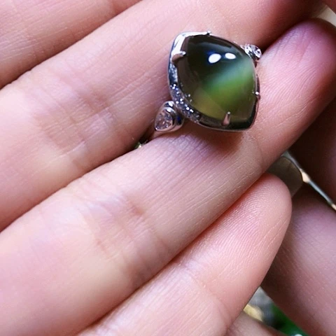 和田玉银S925镶嵌戒指